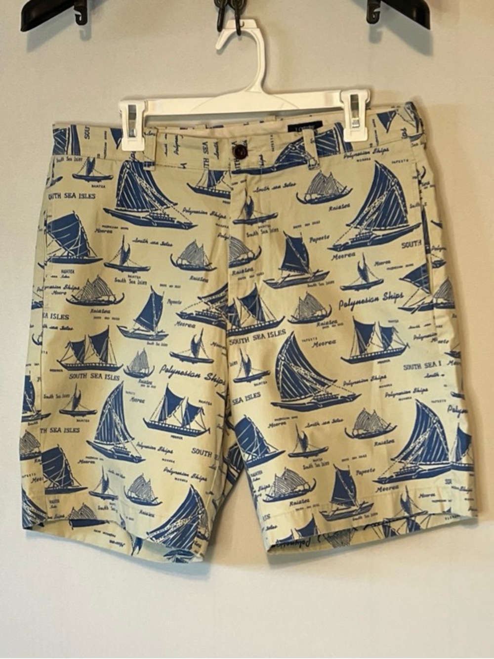 J Crew Shorts Mens 34W Chino Nautical Boats Cotton Casual Pockets.
